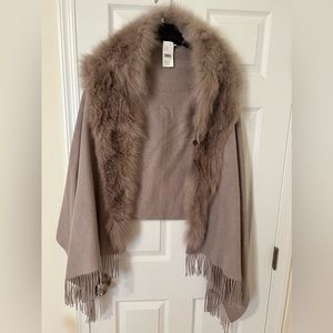 Fox fur wool shawl NWT’s